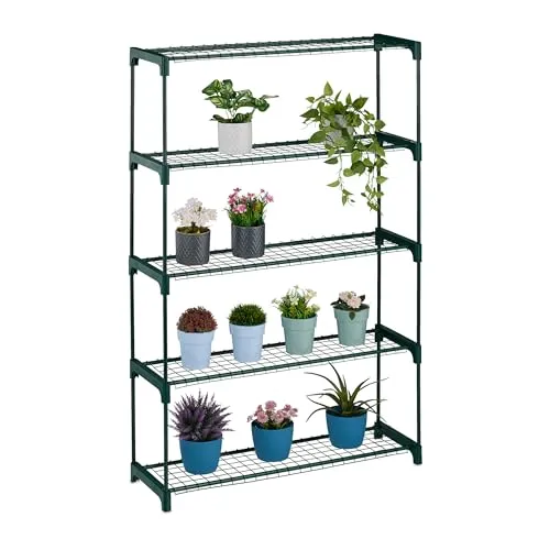 relaxdays Blumenständer Pflanzenregal mit 5 Ablagen - Blumenständer für dekorative Pflanzenpräsentation, 5 große Ablagen für Blumentöpfe, einfaches Stecksystem für schnellen Aufbau, ideal für Wohnzimmer und mehr.