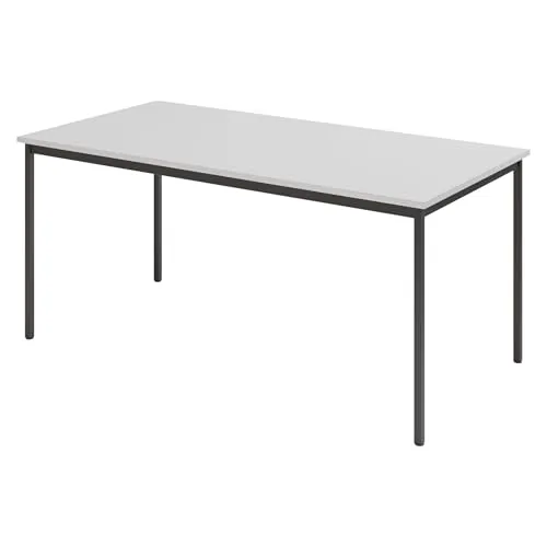 bümö Multifunktionstisch 160 x 80 cm - Robuster Konferenztisch in Grau/Schwarz - Konferenztisch mit stabiler 1,9 cm starker Tischplatte und melaminharzbeschichteter Oberfläche für hohe Kratzfestigkeit. Ideal für Besprechungsräume, Meetingräume und Pausenräume.