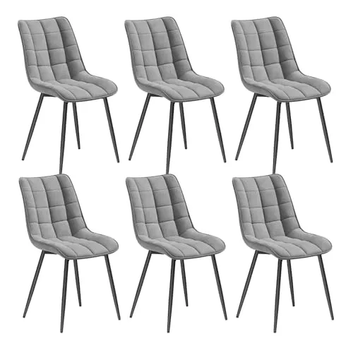 WOLTU Esszimmerstühle 6er Set - Bequeme Polsterstühle mit Rückenlehne - Esszimmerstühle aus strapazierfähigem Samt mit Metallbeinen, ideal für höchsten Komfort und Stabilität im Esszimmer, Wohnzimmer oder Home Office.