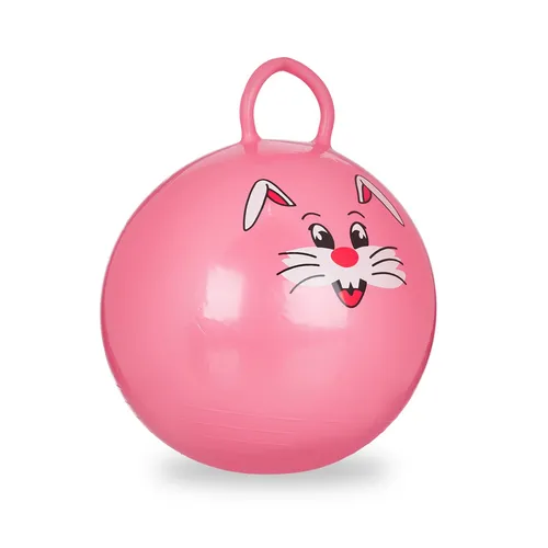 Hüpfball Kinder Springball mit Hase - Gummihopper für Jungen und Mädchen - Hopser - Leichter und bunter Hüpfball in Rosa, ideal für drinnen und draußen, fördert die Bewegungskoordination und macht Spaß!