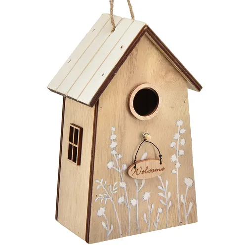 Deko Vogelhäuschen Vintage Weiß Holz Hängend 14,5 cm Set 2, 2 Stück