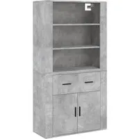 vidaXL Highboard Betongrau aus Holzwerkstoff - Stilvolles Highboard in Betongrau, bietet viel Stauraum und ist ideal zur Wandmontage. Hochwertiger Holzwerkstoff sorgt für Stabilität und Feuchtigkeitsbeständigkeit.