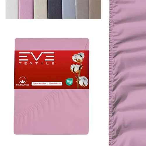EVE Textile® Spannbettlaken 1er Set 160x200 cm Rosa; Spannbetttuch Bettlaken Spannlaken; Jersey Laken Betttuch für Boxspringbett & Matratze; Waschbar bis 60 Grad; Weich & Allergikerfreundlich