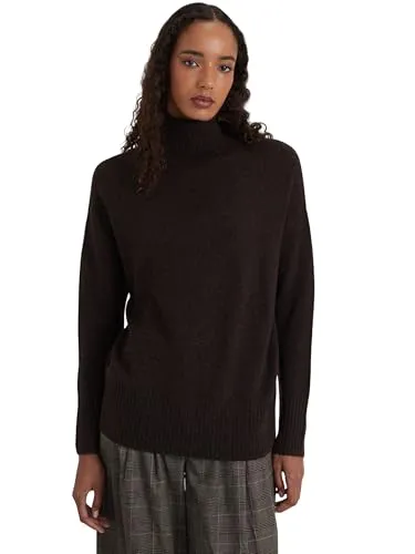 Style & Republic Damen Rollkragenpullover mit Oversize-Passform aus 100% Kaschmir, stilvoller Premium-Cashmere-Strickpullover mit Turtleneck für Herbst und Winter, Coffee S