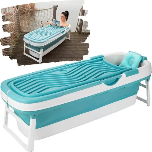 CRS faltbare Badewanne Erwachsene XXL 158cm - mobile Klappbadewanne für Dusche und Badezimmer - Erleben Sie ultimativen Badekomfort mit der größten faltbaren Badewanne auf dem Markt. Ideal für Balkon, Garten oder Badezimmer, inklusive Kissen und Massagerollen für entspannende Momente.