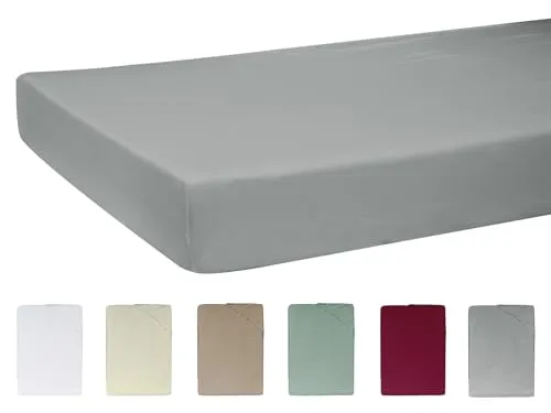 -beties- BasicSoft hochwertiges, weiches Premium Spannbetttuch ca. 140-160x200 cm mit Steghöhe ca. 30 cm. 3% Elasthan/97% supergekämmte Baumwolle (Silber-grau)