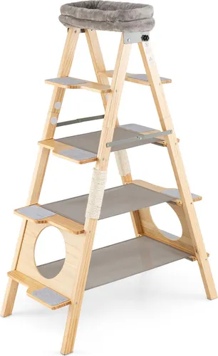 COSTWAY 151 cm Katzenbaum mit Leiter und Kratzpfosten