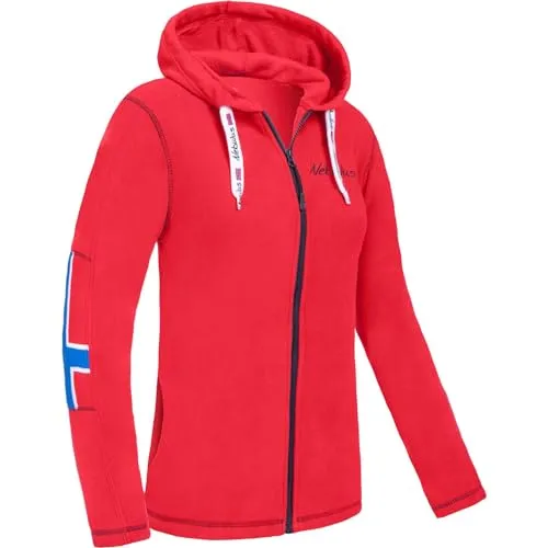 Nebulus Damen Fleecejacke NORDAST, warme Fleece Jacke, mit langem Full-Zip Reißverschluss, rot-schwarz - M/38