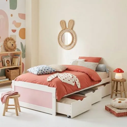 IDIMEX Funktionsbett MIA - Betten mit Stauraum für Kinder, stilvolles Design aus massivem Kiefernholz mit 3 praktischen Schubladen für Spielzeug und Decken.