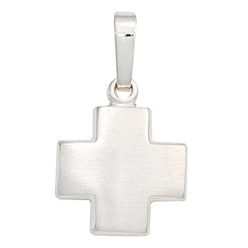Anhänger Kreuz Kreuzchen 925 Silber breit symmetrisch matt Silberkreuz Unisex