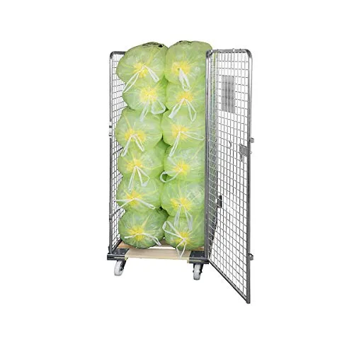 Abrollwerk Drahtgitterbehälter mit Holz-Rollplatte – 4-seitiger Transportroller für effizienten Materialtransport – Robuster Transportcontainer mit 1585 mm Nutzhöhe – Ideal für Lager und Logistik