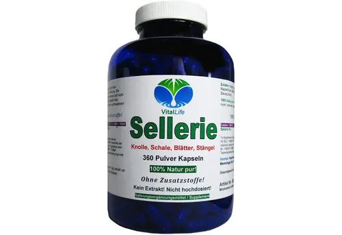 SELLERIE Celery 360 Kapseln - Natürliches Superfood für Gesundheit - Multivitaminpräparate & Mineralien, 6-Monats-Vorrat mit Sellerie-Wurzel, Knolle, Blättern und Stängeln für gesunde Verdauung und Blutzuckerregulation ohne Zusatzstoffe.