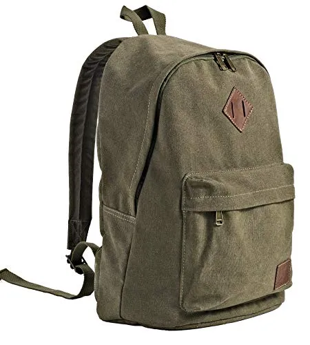 seemeroad Canvas Vintage Rucksack Ultraleichter und Lässiger Rucksäcke Laptop Daypack Schulrucksack Reiserucksack für Herren Damen (Armeegrün)