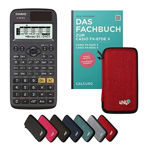 Casio fx-87DE X – Wissenschaftlicher Rechner mit Schutztasche & Fachbuch - Wissenschaftlicher Taschenrechner mit über 260 Funktionen, inklusive robuster Schutztasche und praxisnahem Fachbuch für Schule, Studium und Büro – ideal für zuverlässige Berechnungen und optimalen Schutz.
