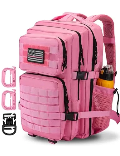 Hannibal Tactical Militär Taktischer Rucksack Cooper Rucksack Armee Assault Pack 3 Tage Bug Out Go Bag Trekking Wanderrucksack (45L,Pink)