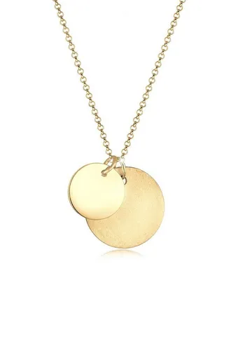 Elli Kette mit Anhänger Duo Erbskette Plättchen Kreis Brushed 925 Silber - Ketten mit Anhänger, 60cm lange Erbskette aus 925er Sterling Silber, modernes Design mit gebürstetem und glänzendem Anhänger – das perfekte It-Piece für modebewusste Frauen.