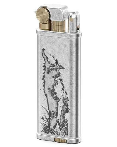 VVAY Vintage Benzinfeuerzeug - Wolf-Gravur - ohne Benzin geliefert