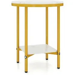 COSTWAY runder Beistelltisch in Marmor-Optik mit Ablage