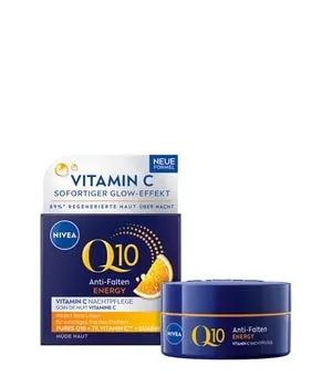 NIVEA Q10 Energy Anti-Falten Nachtpflege 50 ml - Die NIVEA Q10 Energy Nachtcreme mit Vitamin C und Guarana-Extrakt sorgt für ein frisches Strahlen und eine spürbar weiche Haut. Ideal für die nächtliche Pflege, um die Haut über Nacht intensiv zu hydratisieren.