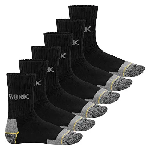 MT Herren Arbeits- und Freizeitsocken (6 Paar), Robuste Work Socken - WORK-Logo 43-46