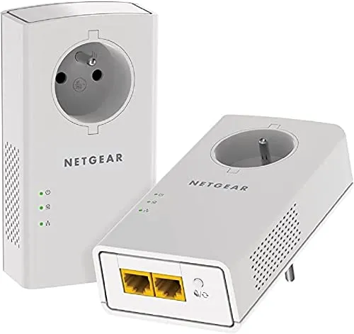 Netgear PLP2000 Powerline - Powerline Adapter für Frankreich, 2000 MBit/s, integrierte Steckdose für unkompliziertes Streaming und Gaming