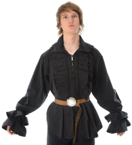 HEMAD Rüschenhemd 'Klingsor' Schwarz XS-XXXL