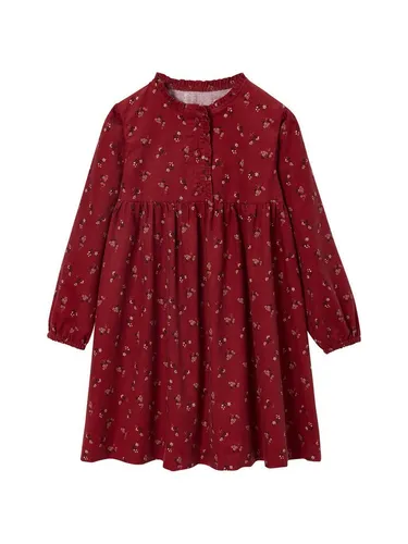 vertbaudet Minikleid Feincord-Kleid mit Print für Mädchen in rot von vertbaudet