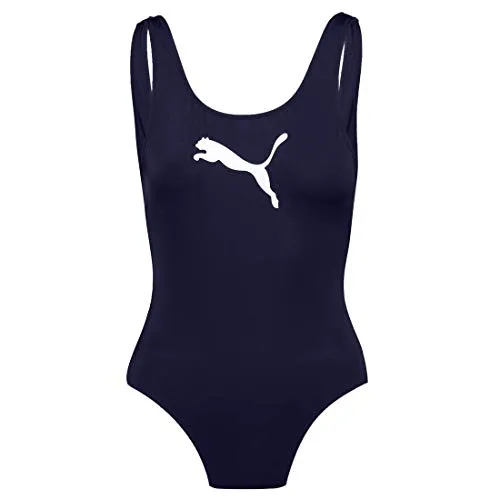 PUMA Damen Swim Swimsuit Badeanzug, Navy, XL - Badeanzug für Damen aus Recyclingmaterialien, chlorbeständig und mit ikonischem PUMA Branding für nachhaltigen Komfort und Langlebigkeit.