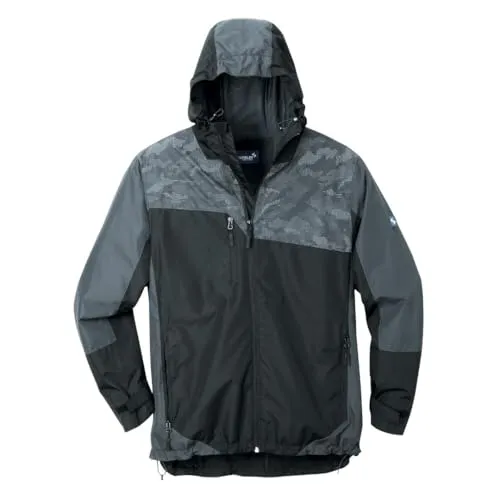 Scheibler Regenjacke Herren wasserdicht atmungsaktiv mit Kapuze - Arbeitsjacke Herren reflektierend - Windbreaker Herren mit viele Taschen - Waterproof Jacket Men - Schwarz/Grau