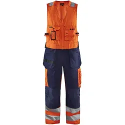 Blakläder High Vis Kombihose 2653 1804 - orange/marineblau - Größe 46 - Bequeme High Vis Kombihose mit Stretch-Einsatz, Cordura® Kniepolstertaschen und verstellbaren Schulterträgern. Ideal für den professionellen Einsatz, zertifiziert nach EN ISO 20471 Klasse 2 für hohe Sichtbarkeit.
