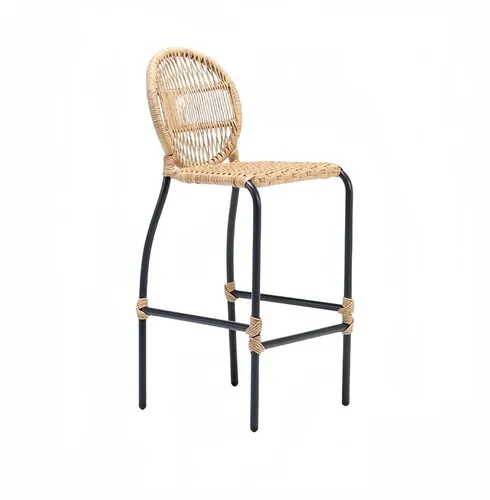 Modern Barhocker Stuhl aus Rattan für Terrasse und Esszimmer - Eleganter Barhocker in Beige, ideal für Terrasse oder Esszimmer. Mit modernem Design und robustem Rattanmaterial, perfekt für stilvolle Akzente. Maße: 54 x 63 x 89 cm.