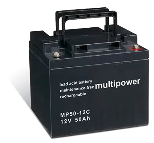 Powery Bleiakku multipower MP50-12C - Kamera-Akkus, zyklenfester Bleiakku mit 50000 mAh für zuverlässige Energieversorgung und lange Lebensdauer