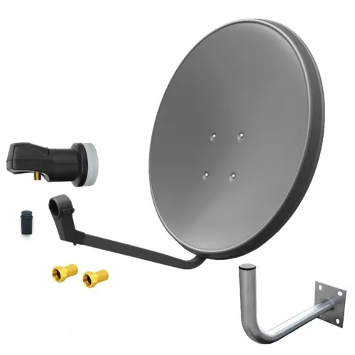 ARLI 60cm HD Sat Anlage mit Single LNB und Wandhalter - Ideal für besten Empfang von Astra 19,2° oder Hotbird 13° in Deutschland. Perfekt für Zuhause, Garten oder Camping. Robust und langlebig mit rostfreiem Stahl und extrem kälte- und hitzebeständigem LNB.