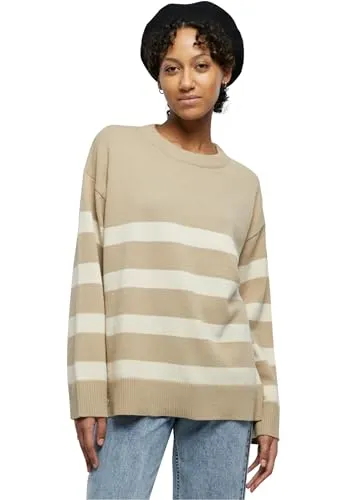 Urban Classics Damen TB6106 - Oversized Striped Knit Crew Sweater - Stylischer Sweatshirt für Damen, bietet ein angenehmes Tragegefühl und eine weiche Haptik, perfekt für lässige Outfits.