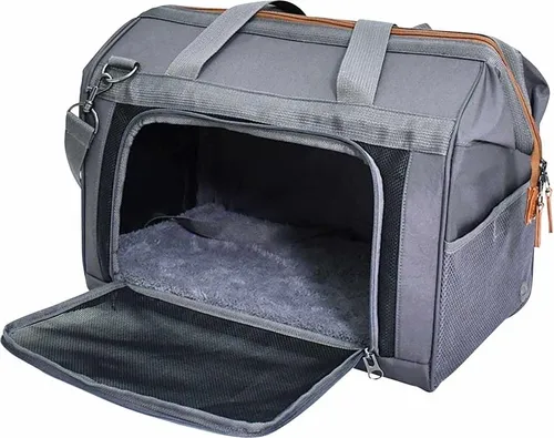 Nobby Tiertransporttasche Perka grau für Hunde - Hochwertige Hundebox für sicheren Transport, mit weichem Innenfutter und praktischem Tragegriff.
