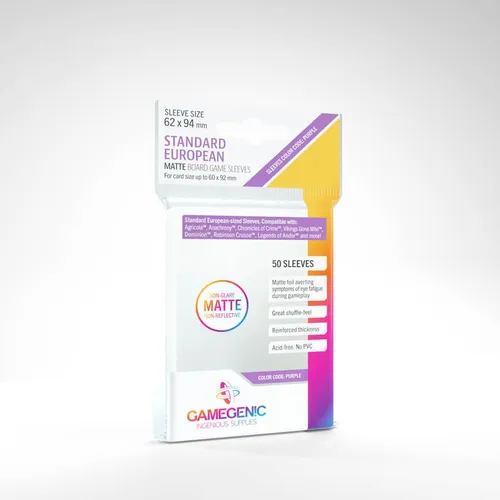 Gamegenic MATTE Standard European Card Game Sleeves 62 x 94 mm NonGlare 50