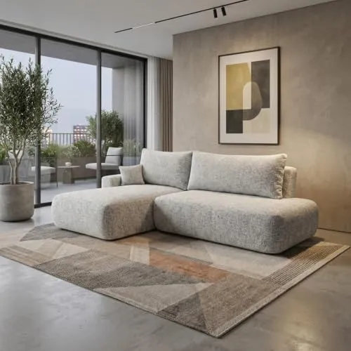 Ecksofa OLIMA mit Schlaffunktion und Bettkasten in Hellgrau