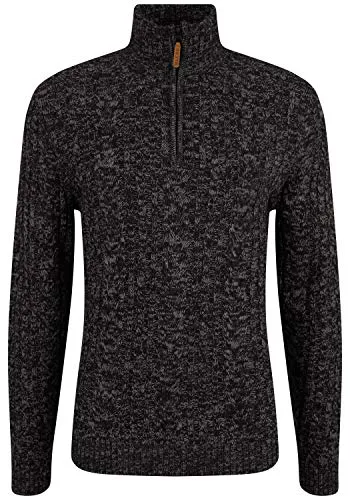Blend Zotem Herren Strickpullover Troyer Grobstrick Pullover, Größe:L, Farbe:Black (194007)