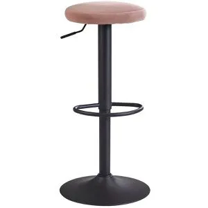 Wohnling Barhocker WL6.197, drehbar und höhenverstellbar - Hocker (auch Rollhocker) mit 360° Drehfunktion und stufenloser Höhenverstellung von 58-79 cm, eleganter Samtbezug in rosa für stilvolle Akzente.