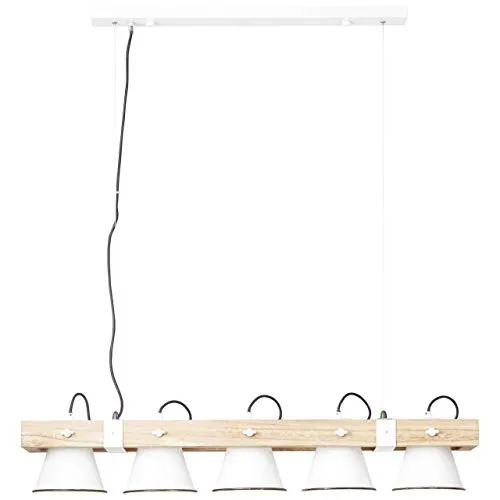 BRILLIANT Plow Pendelleuchte 5-flg in Weiß/Holz von Brilliant