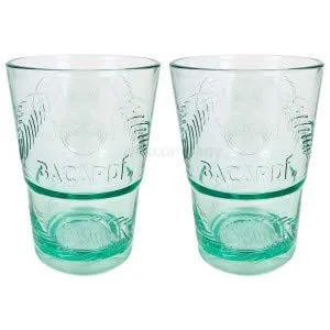 Bacardi Rum KUNSTSTOFF Glas - Gläser Set - 2x Kunststoff Gläser Mojito Longdrinkglas Cuba Libre Cocktail Bar