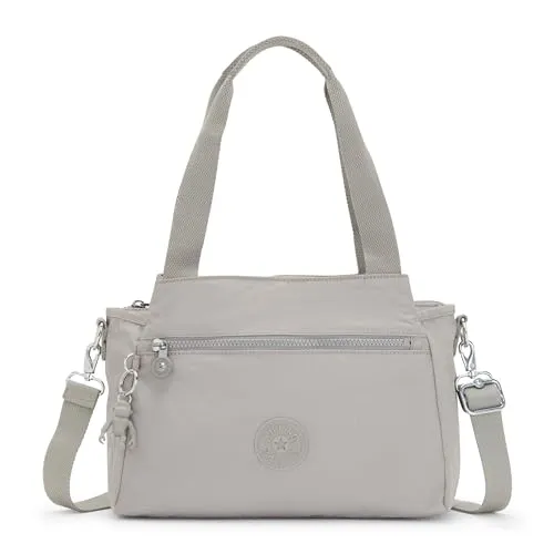 Kipling Elysia Mittelgroße Schultertasche in Grau - Damen-Schultertasche aus strapazierfähigem Nylon mit praktischem Reißverschluss und verstellbarem, abnehmbarem Schultergurt für optimalen Tragekomfort.