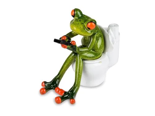 formano Dekofigur Frosch Toilette mit Handy 13cm Froschfigur Kunststein glänzend (1 St)