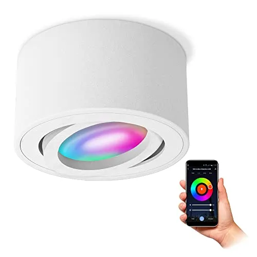 SSC-LUXon CELI-1WM Aufbauspot - Lampen mit Smart RGB CCT LED, steuerbar via WLAN, kompatibel mit Alexa, Siri & Google - perfekt für stimmungsvolle Beleuchtung!