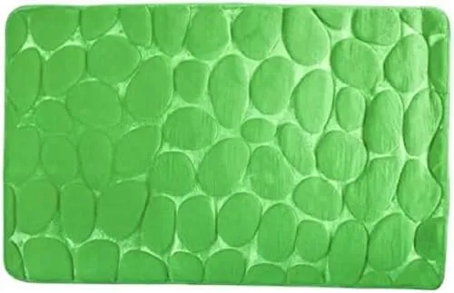 MSV Badteppich Badvorleger Duschvorleger Kieselstein Badematte waschbar, schnelltrocknend, rutschfest 40x60 cm – Basil Grün