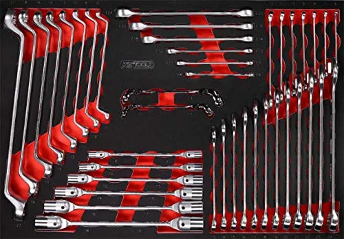 KS Tools 811.1041 Schraubenschlüssel-Satz - 41-tlg. Schraubenschlüssel-Satz mit hochwertiger Schaumstoffeinlage, ideal für Werkstattwagen und Werkzeugtaschen – bietet Ordnung und Schutz für Ihre Werkzeuge.