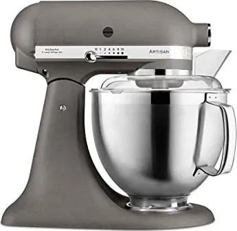 KitchenAid 5KSM185 Artisan Küchenmaschine - Imperial Grey - Küchenmaschine mit 4,8 L Edelstahlschüssel, ideal zum Kneten, Rühren und Aufschlagen. Robuste Konstruktion und eine Vielzahl an Zubehör machen sie zum perfekten Küchenhelfer.