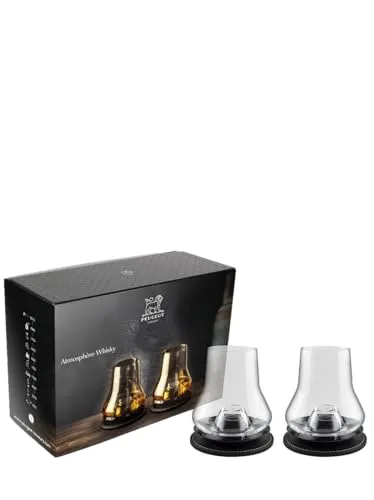 PEUGEOT Whisky Probierpaket - 2 Sets für Genießer - Whiskeygläser- Geschenkbox mit 2 Sets (Whiskyglas + Kühlsockel + Untersetzer) und Booklet für ein unvergessliches Geschmackserlebnis.