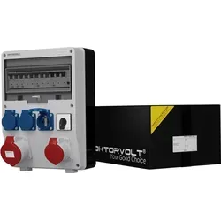 Stromverteiler TD-S/FI 1x32A 1x16A 3x230V - Baustromverteiler für französisch/belgisches System, IP44, mit Nockenschalter und hochwertigen Steckdosen für sicheren Einsatz auf Baustellen und in Werkstätten.
