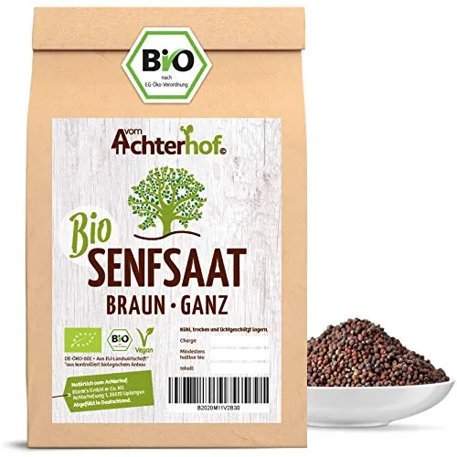 Bio-Senfsamen Senfsaat Senfkörner schwarz auch braun genannt (250g) vom-Achterhof ideal zur Senf-Herstellung